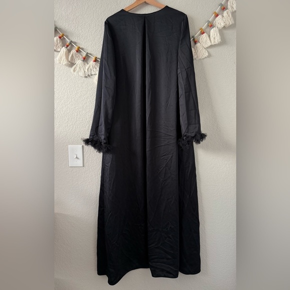 For Love And Lemons Black Silky Longline Slit Robe Whimsigoth Dark Romantic XL - Picture 2 of 12